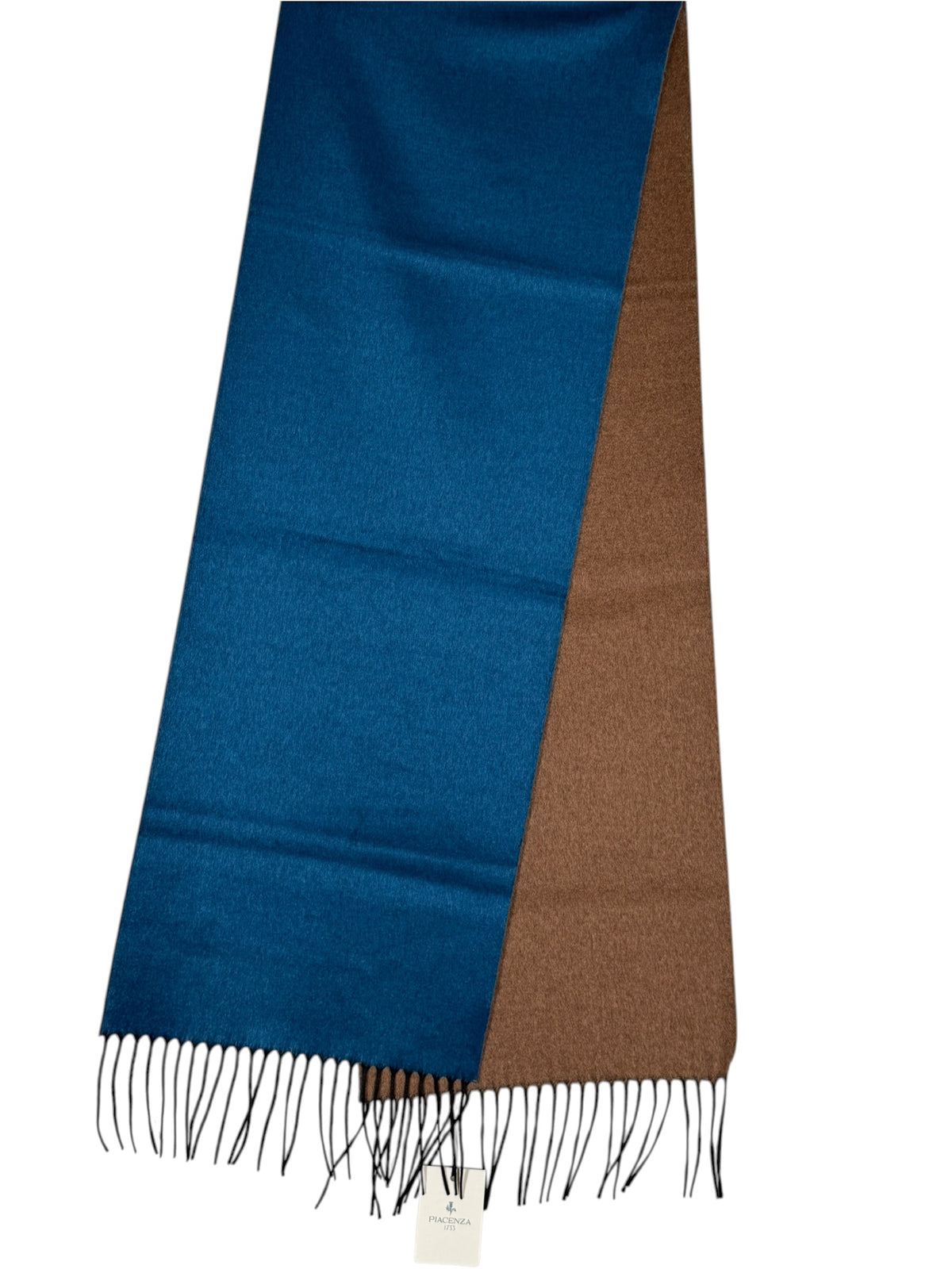 PIACENZA - SILK & CASHMERE DOUBLE SIDED SCARF - SOLID ROYAL/BROWN