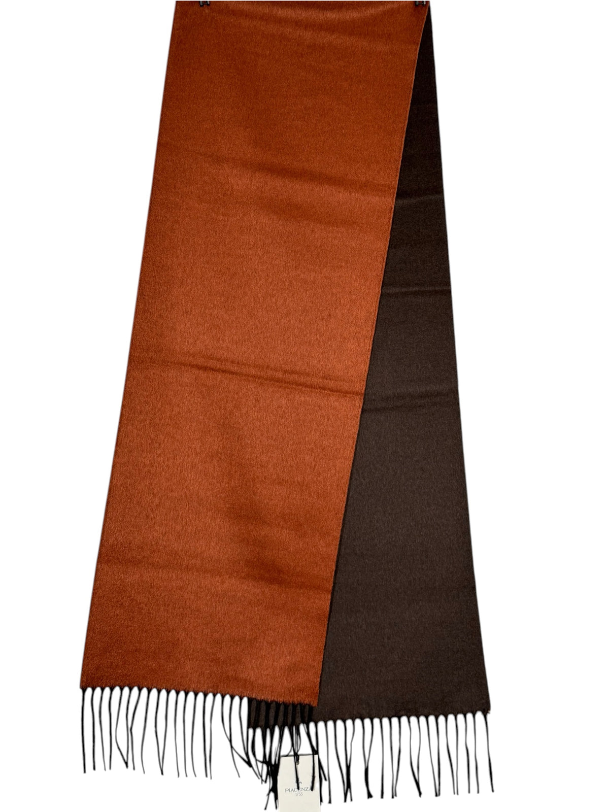 PIACENZA - SILK & CASHMERE DOUBLE SIDED SCARF - SOLID ORANGE/BROWN