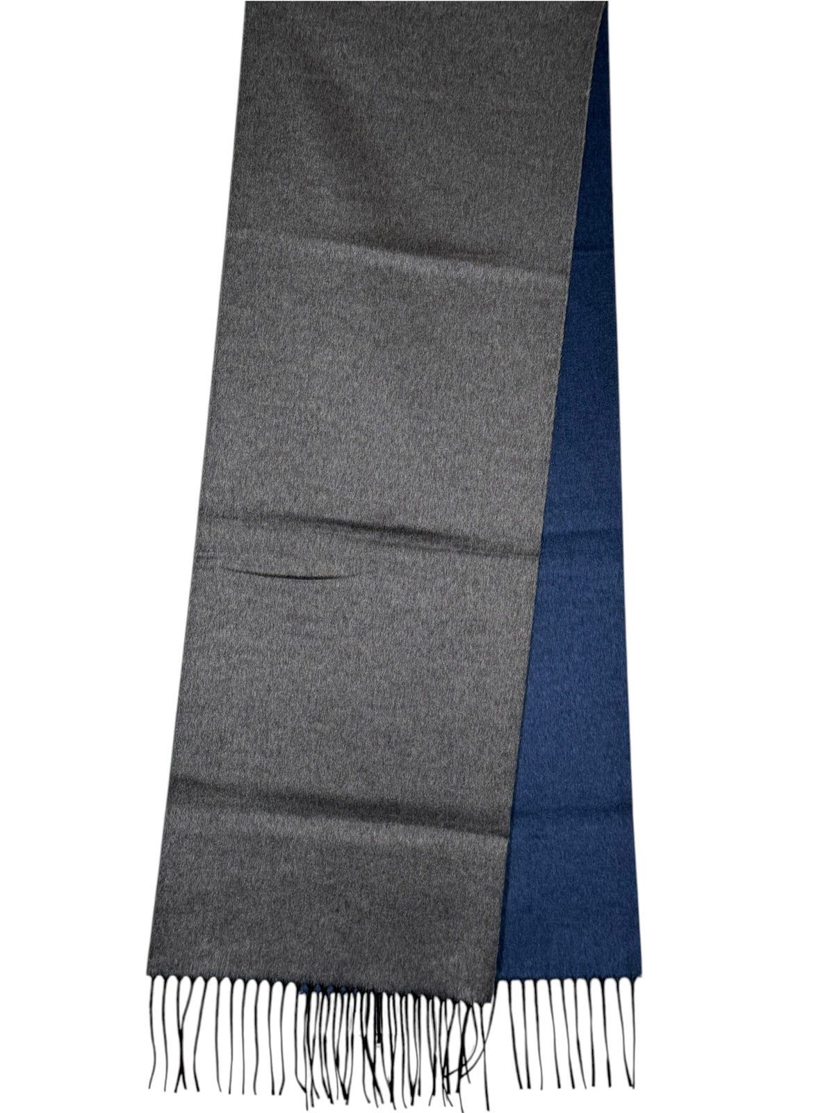 PIACENZA - SILK & CASHMERE DOUBLE SIDED SCARF - SOLID GREY/NAVY