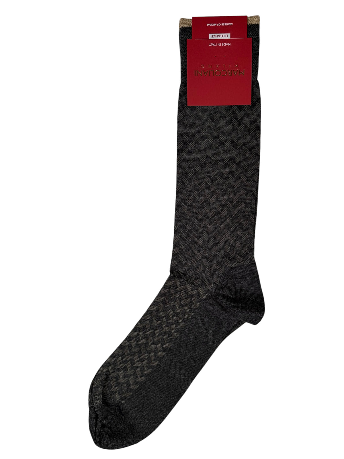 MARCOLIANI MOUSSE OF MODAL HERRINGBONE CALF SOCK - CHARCOAL