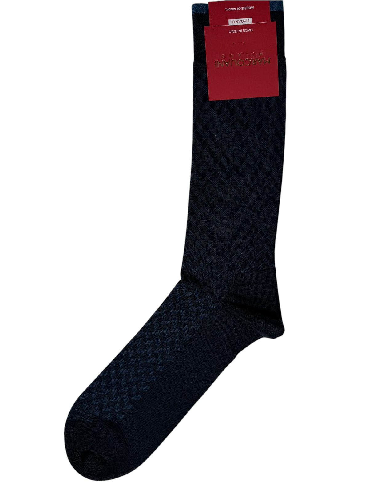 MARCOLIANI MOUSSE OF MODAL HERRINGBONE CALF SOCK - NAVY
