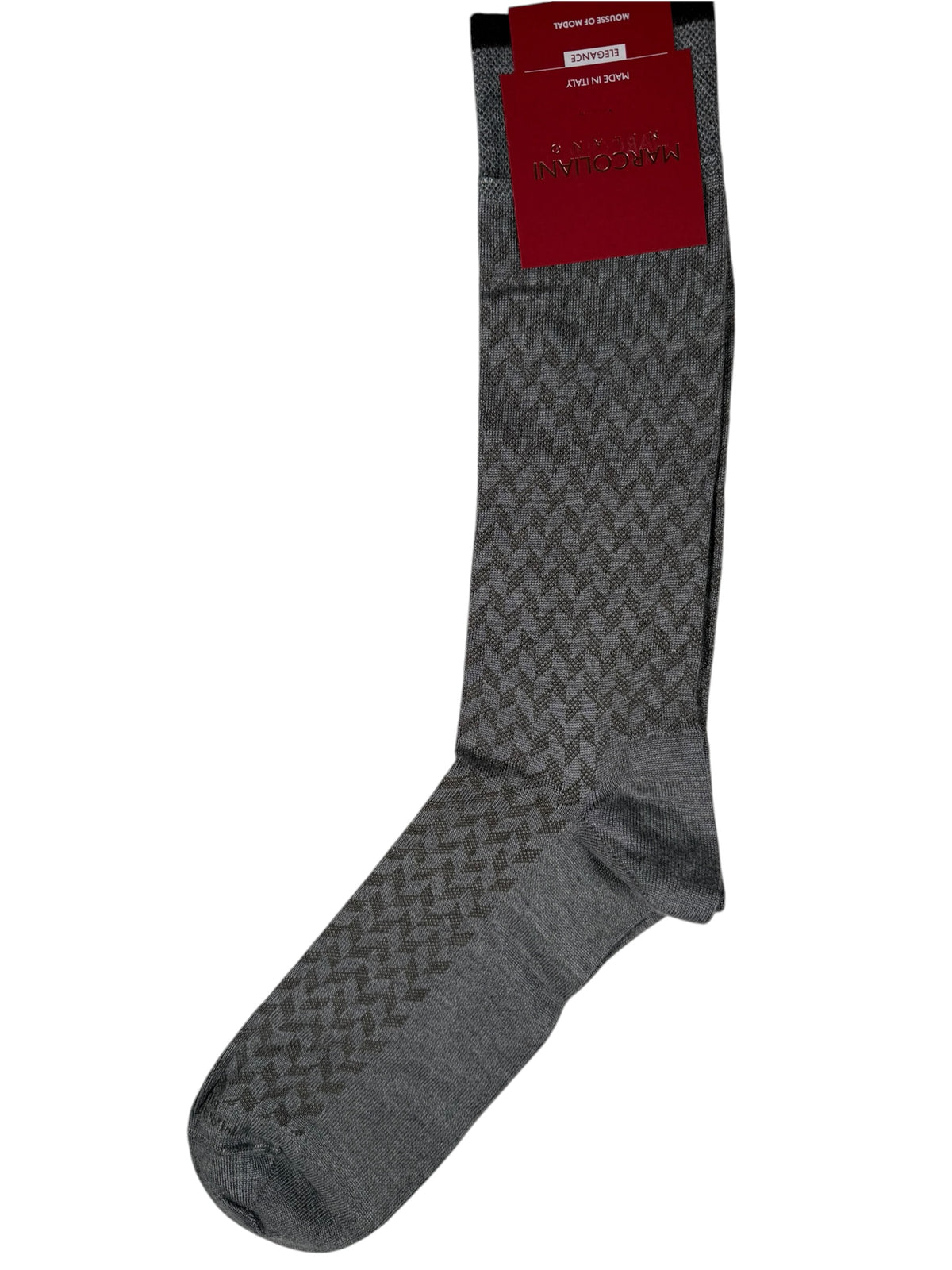 MARCOLIANI MOUSSE OF MODAL HERRINGBONE CALF SOCK - FLANNEL GREY