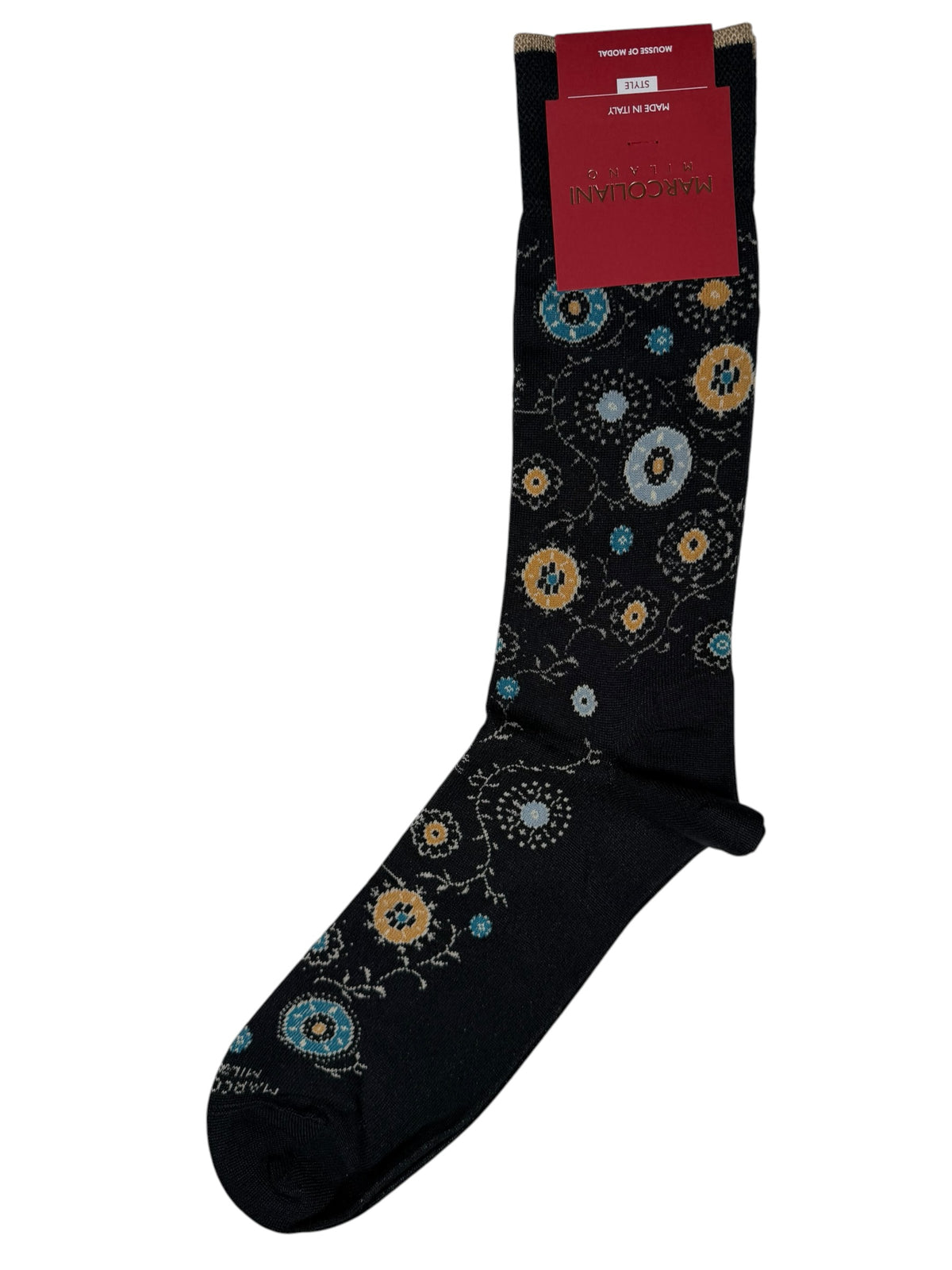 MARCOLIANI MOUSSE OF MODAL PATNA DECOR CALF SOCK - BLACK