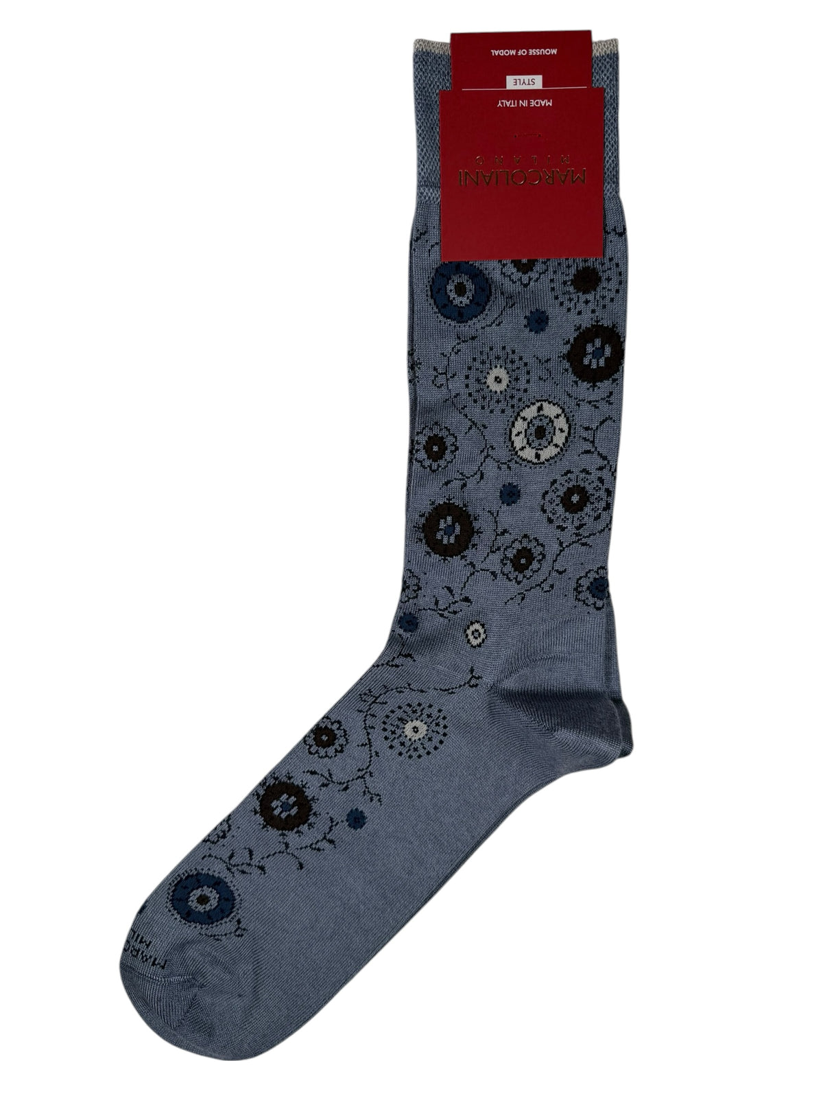 MARCOLIANI MOUSSE OF MODAL PATNA DECOR CALF SOCK - SILVER BLUE