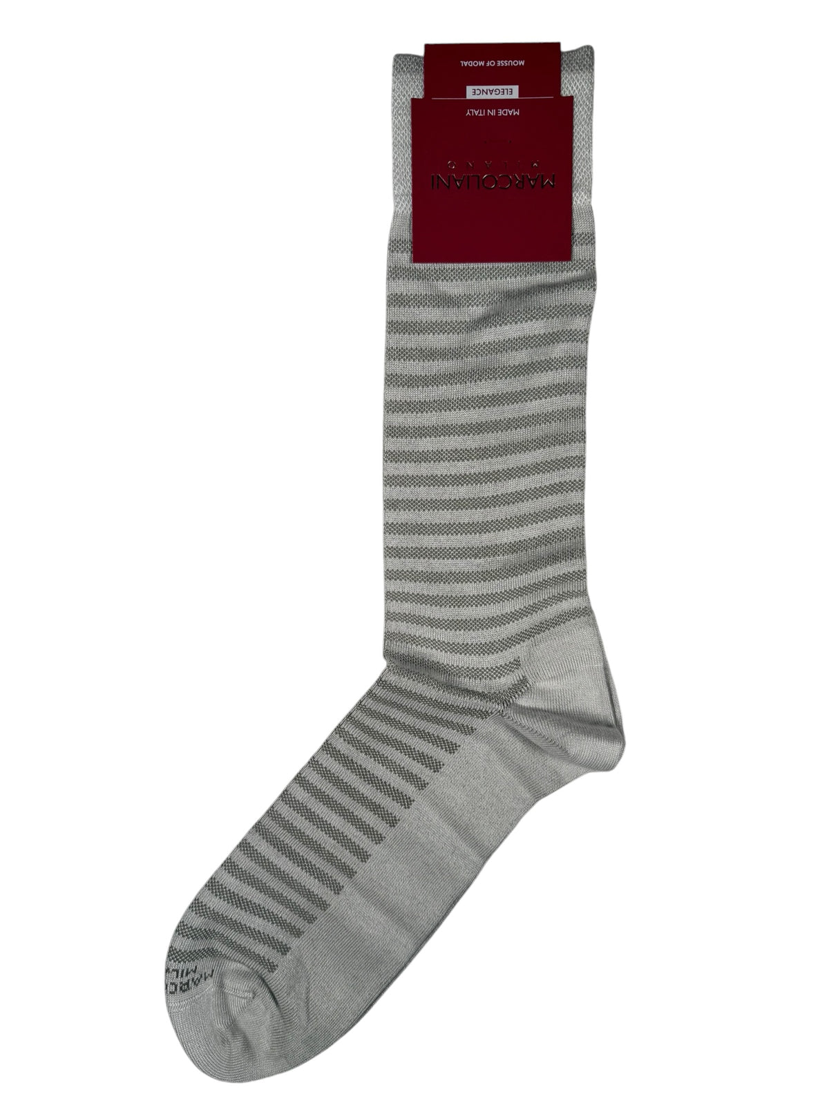 MARCOLIANI MOUSSE OF MODAL STRIPES CALF SOCK - ICE GREY