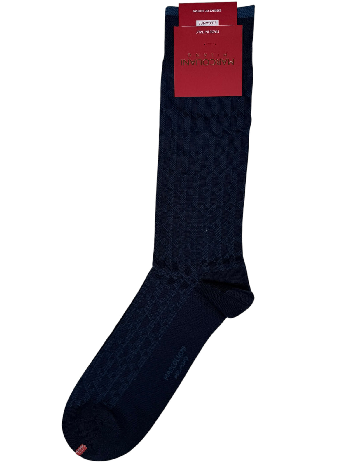 MARCOLIANI PIMA COTTON DESIGN CALF SOCK - NAVY