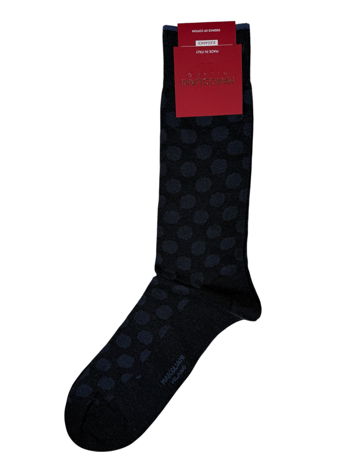 MARCOLIANI PIMA COTTON DOTS CALF SOCK - CHARCOAL