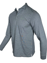 BUTTON DOWN MEN'S LONG-SLEEVE POLO - VINTAGE BLUE HEATHER JERSEY