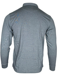 BUTTON DOWN MEN'S LONG-SLEEVE POLO - VINTAGE BLUE HEATHER JERSEY