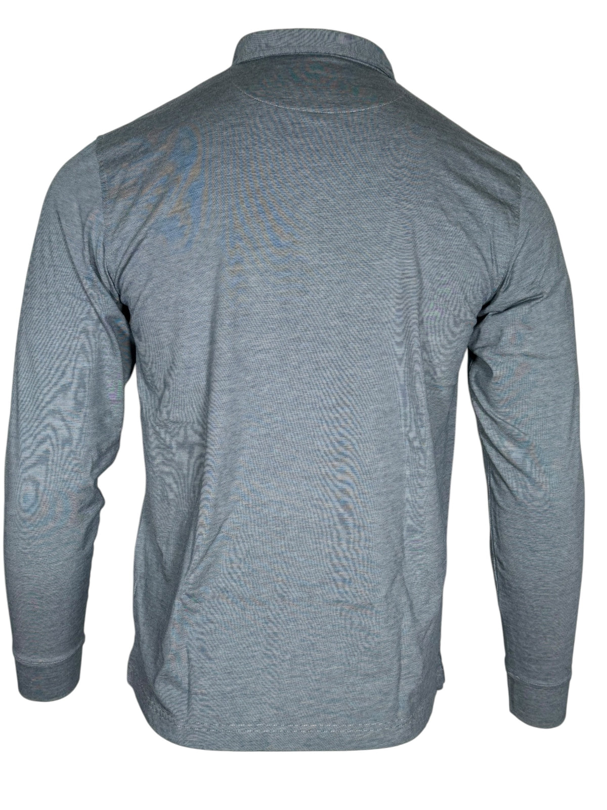 BUTTON DOWN MEN'S LONG-SLEEVE POLO - VINTAGE BLUE HEATHER JERSEY