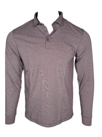 BUTTON DOWN MEN'S LONG-SLEEVE POLO - PLUM HEATHER JERSEY