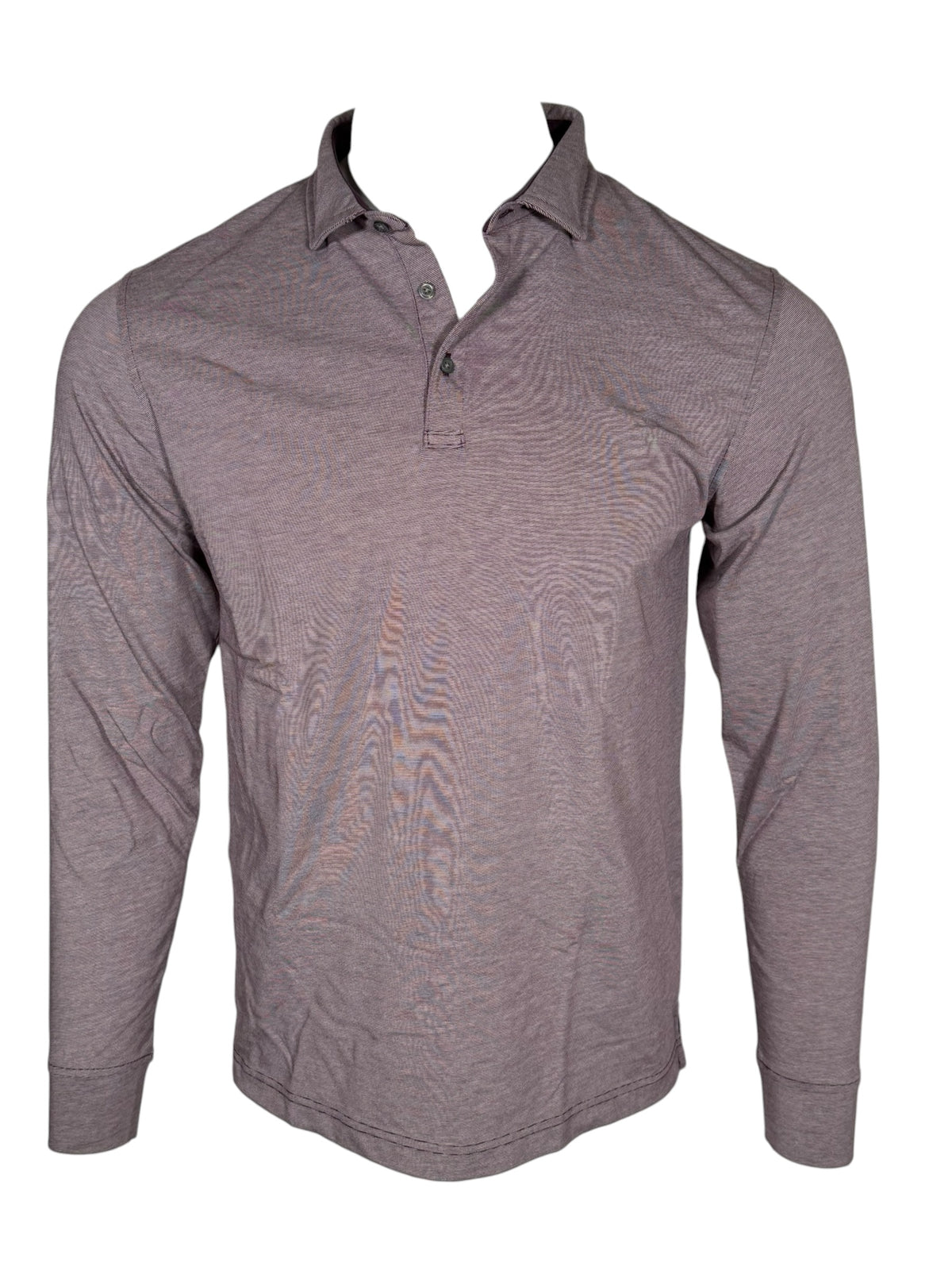 BUTTON DOWN MEN'S LONG-SLEEVE POLO - PLUM HEATHER JERSEY