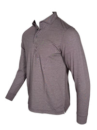 BUTTON DOWN MEN'S LONG-SLEEVE POLO - PLUM HEATHER JERSEY