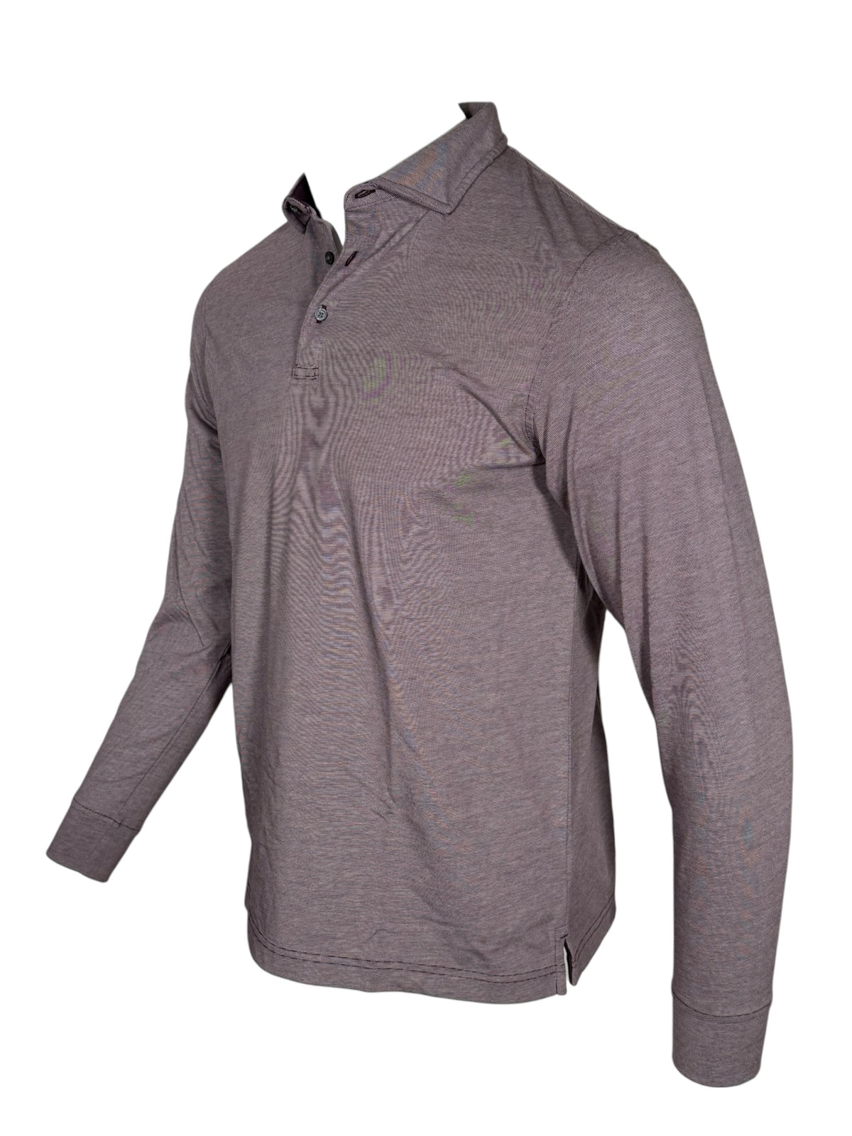 BUTTON DOWN MEN'S LONG-SLEEVE POLO - PLUM HEATHER JERSEY