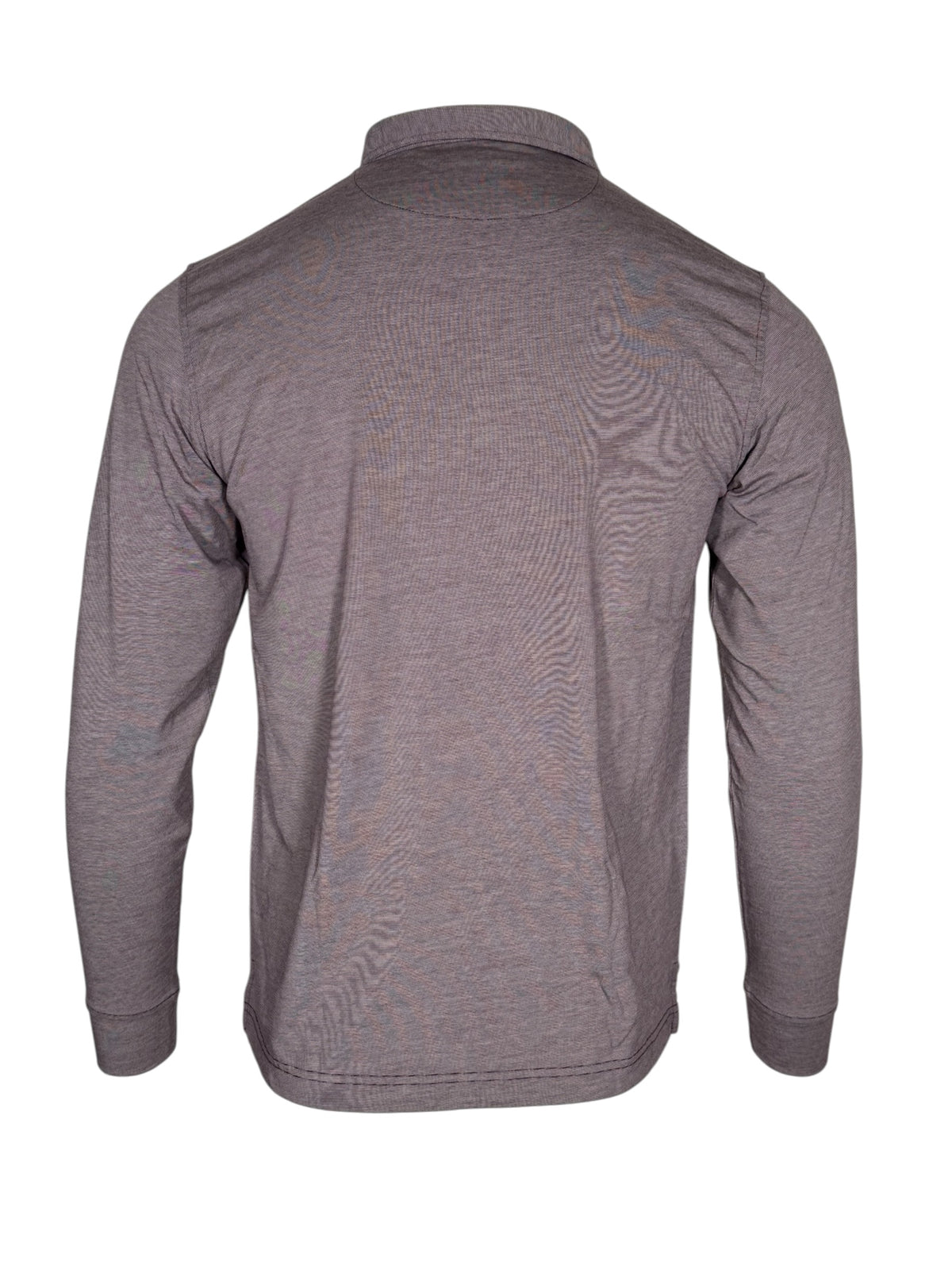 BUTTON DOWN MEN'S LONG-SLEEVE POLO - PLUM HEATHER JERSEY