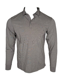 BUTTON DOWN MEN'S LONG-SLEEVE POLO - CHARCOAL HEATHER JERSEY