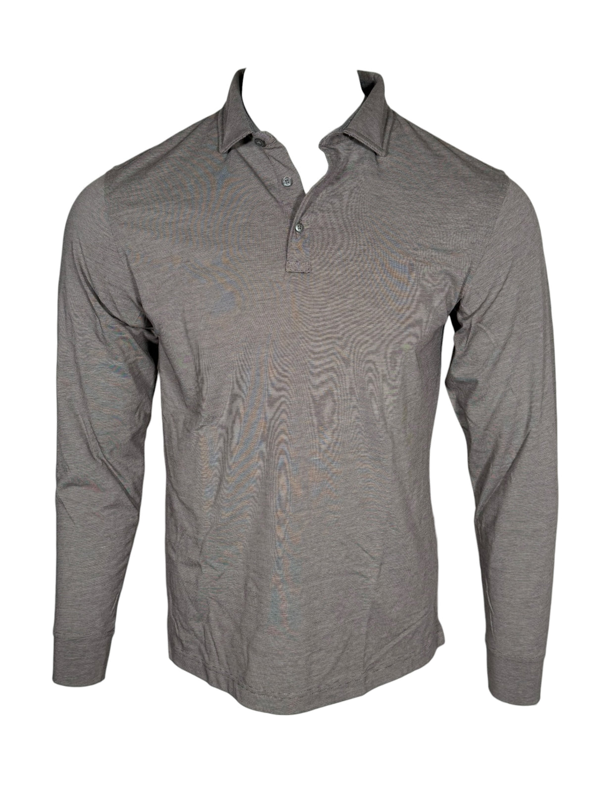 BUTTON DOWN MEN'S LONG-SLEEVE POLO - CHARCOAL HEATHER JERSEY
