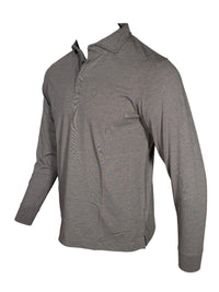 BUTTON DOWN MEN'S LONG-SLEEVE POLO - CHARCOAL HEATHER JERSEY