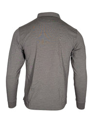 BUTTON DOWN MEN'S LONG-SLEEVE POLO - CHARCOAL HEATHER JERSEY