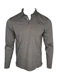 BUTTON DOWN MEN'S LONG-SLEEVE POLO - BLACK HEATHER JERSEY