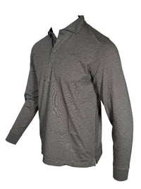 BUTTON DOWN MEN'S LONG-SLEEVE POLO - BLACK HEATHER JERSEY