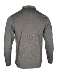 BUTTON DOWN MEN'S LONG-SLEEVE POLO - BLACK HEATHER JERSEY