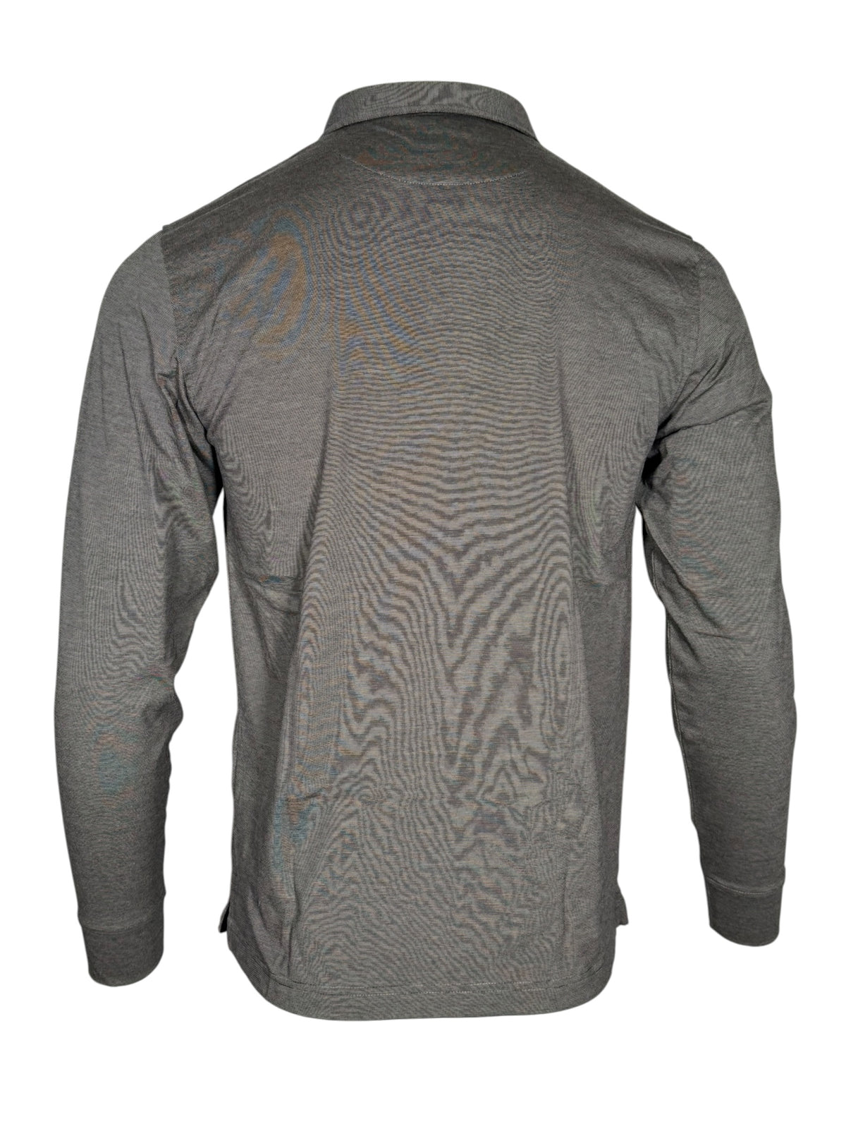 BUTTON DOWN MEN'S LONG-SLEEVE POLO - BLACK HEATHER JERSEY