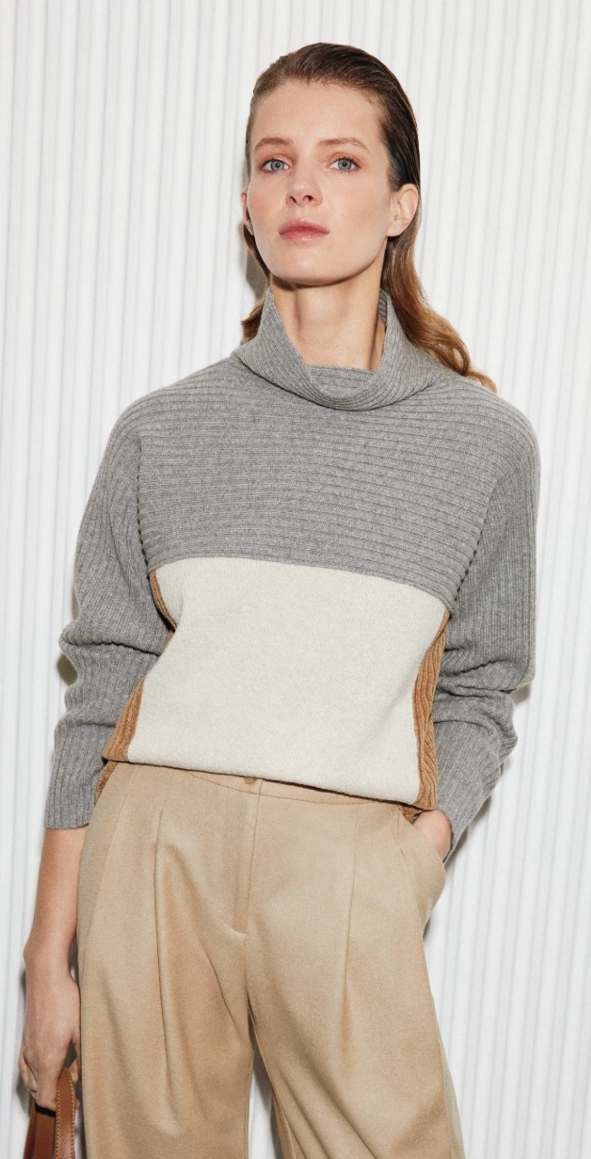 AMINA RUBINACCI TRICOLOR SWEATER HONEY NOUGAT GREY