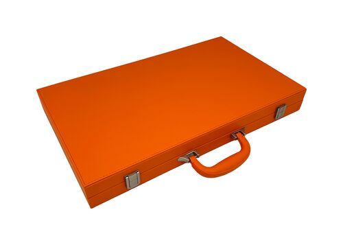 TIZO ORANGE LEATHER FINISH BACKGAMMON SET