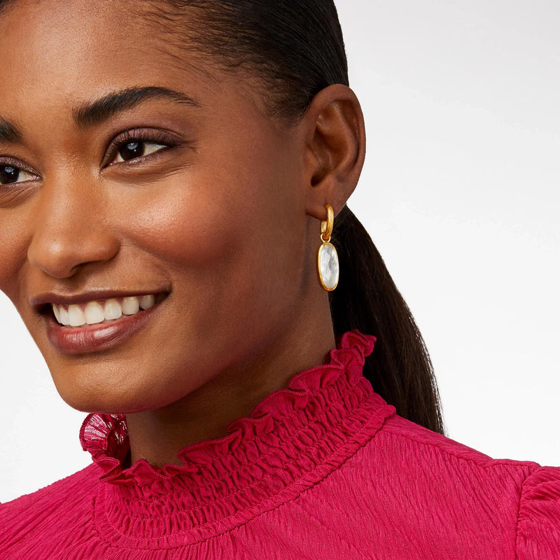 JULIE VOS IVY HOOP & CHARM EARRINGS - IRIDESCENT RASPBERRY