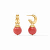 JULIE VOS BONBON HOOP & CHARM EARRING - CORAL RED
