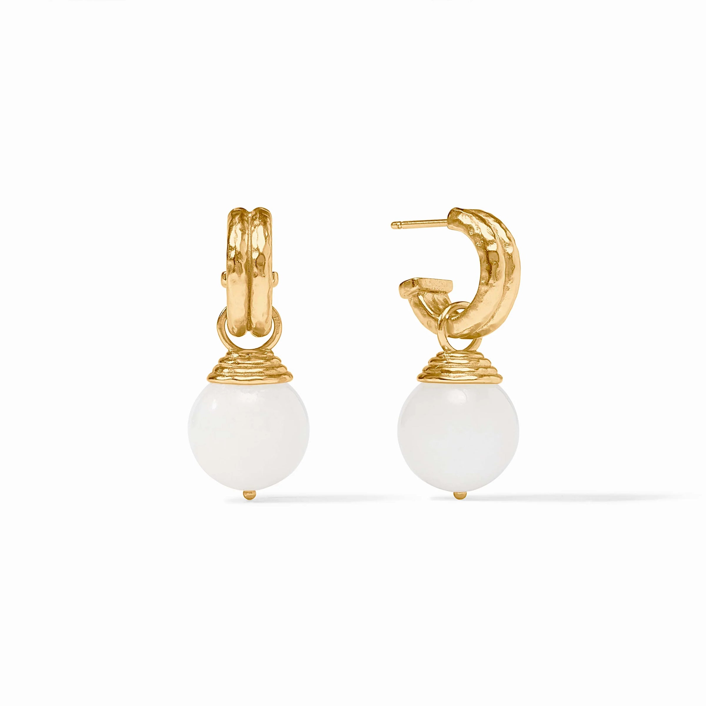 JULIE VOS BONBON HOOP & CHARM EARRING - MOONSTONE WHITE