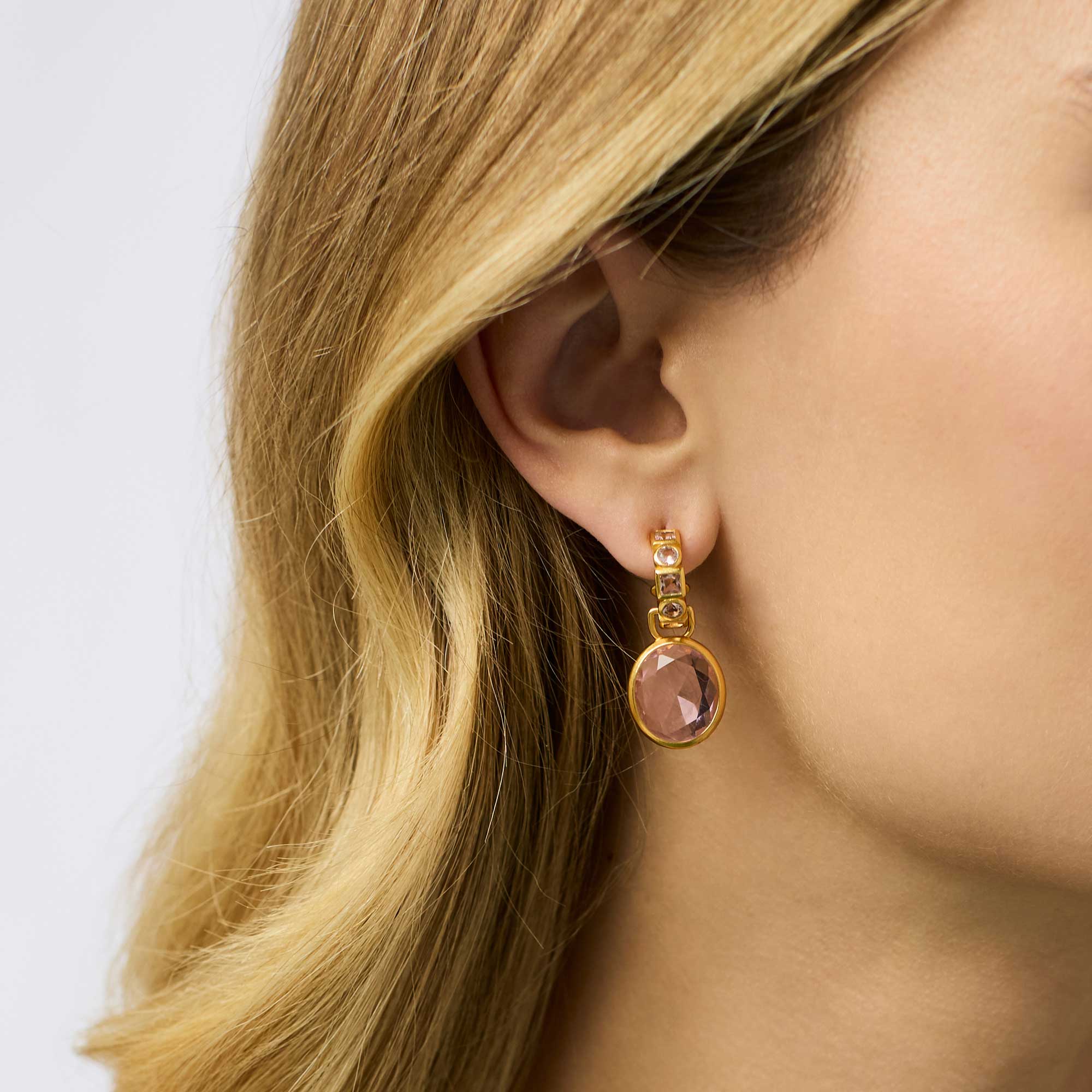 JULIE VOS JOLIE HOOP & CHARM EARRING - AQUAMARINE BLUE