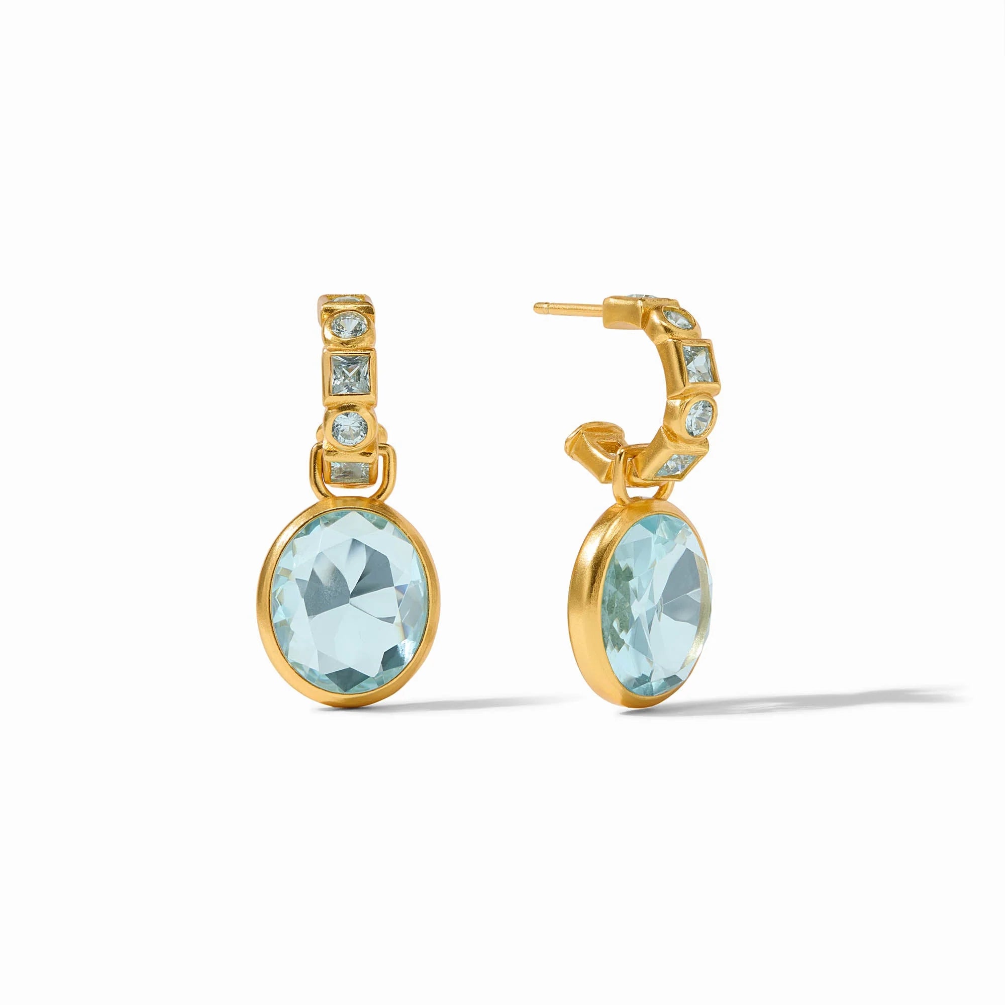 JULIE VOS JOLIE HOOP & CHARM EARRING - AQUAMARINE BLUE