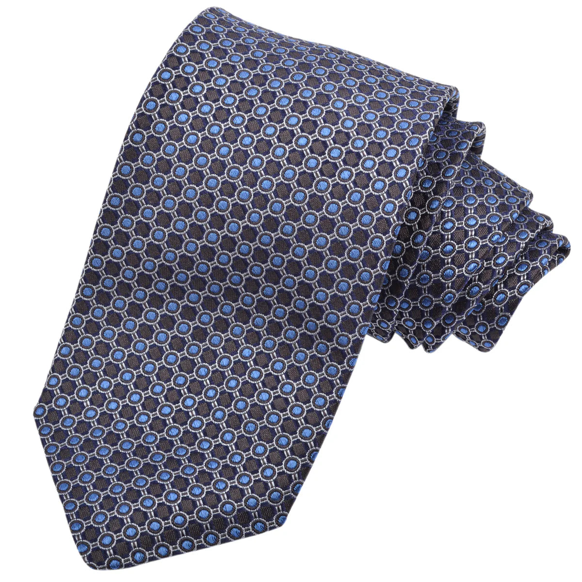 DION SILK TIE - NAVY/BLUE CONNECTED DOTS