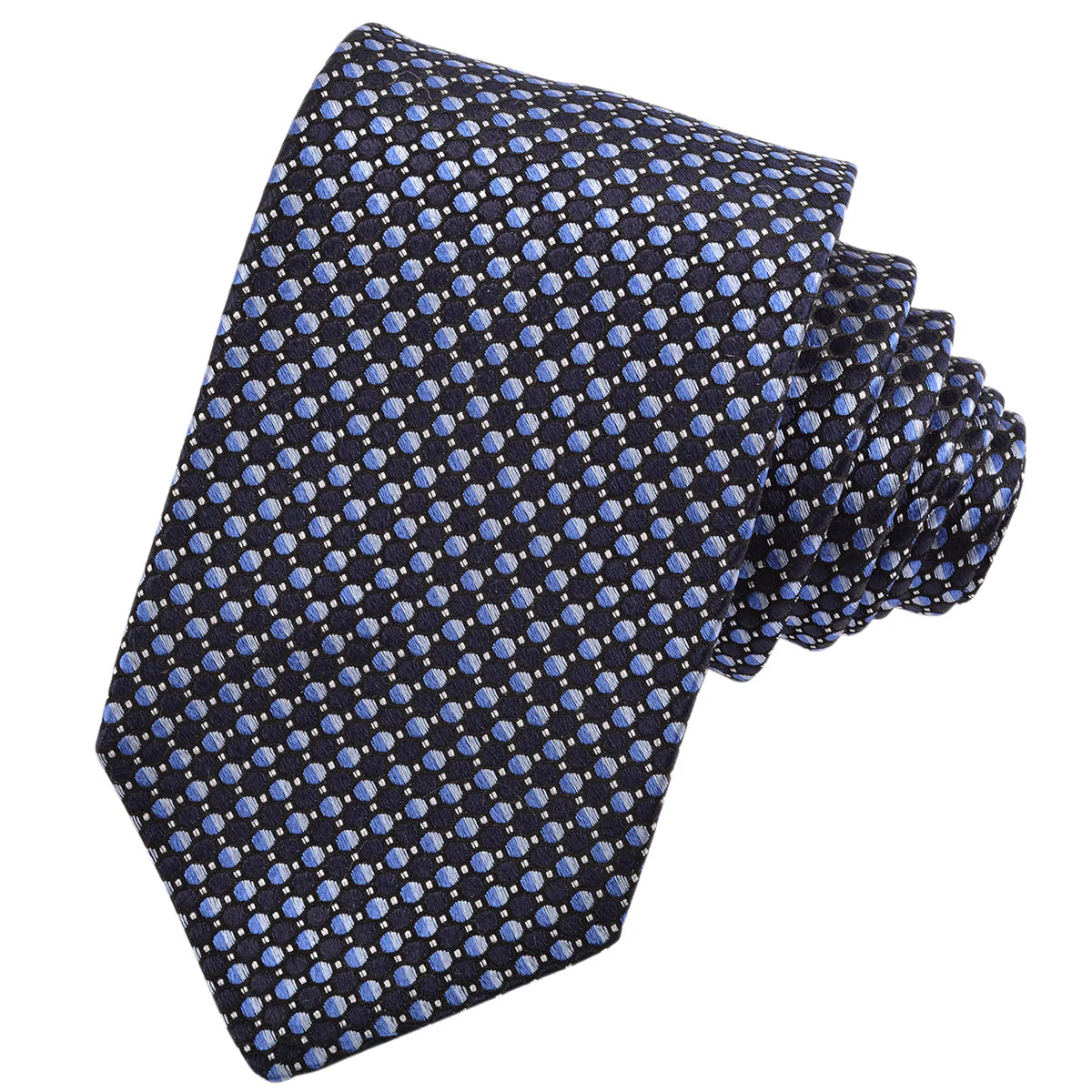DION SILK TIE - NAVY & FRENCH BLUE MICRO ECLIPSES