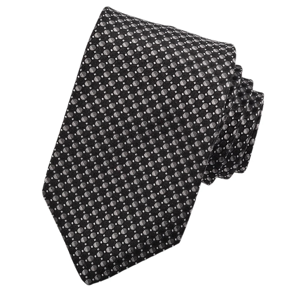 DION SILK TIE - BLACK & GREY MICRO ECLIPSES