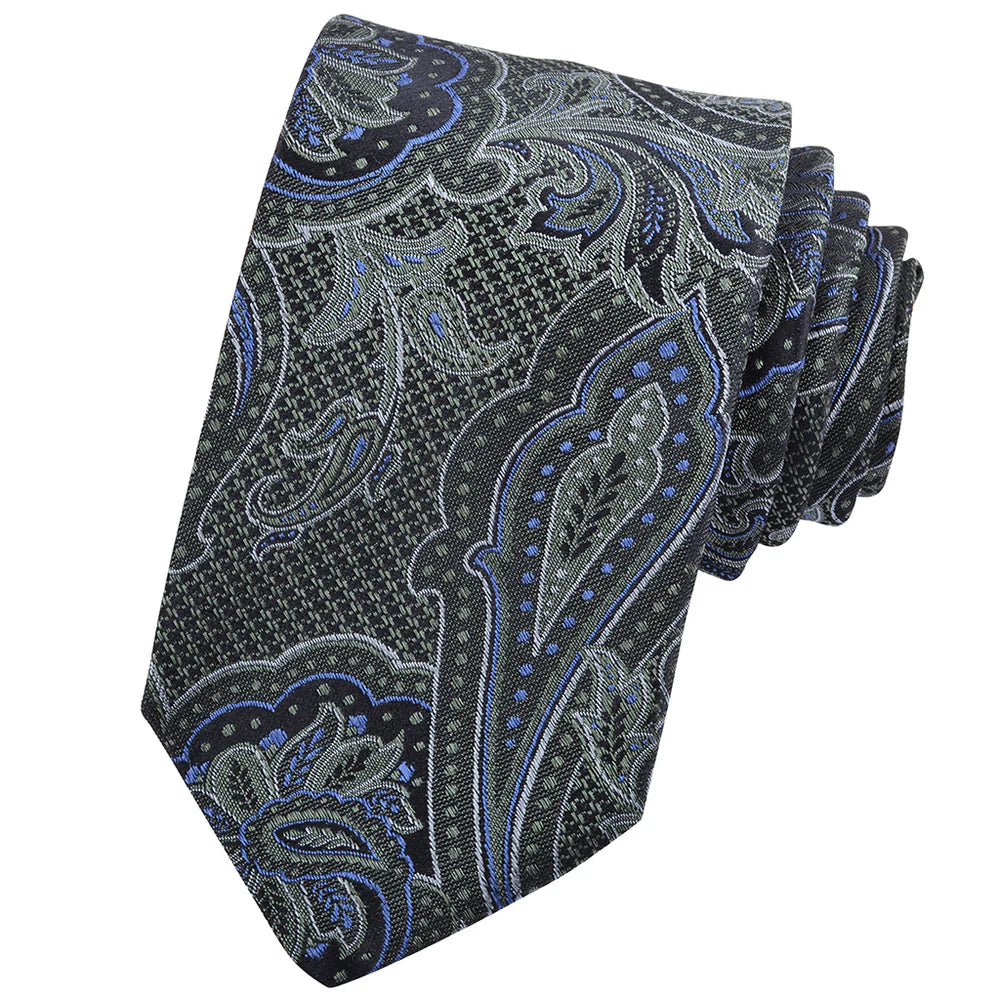 DION SILK TIE - MINT & ROYAL PAISLEY
