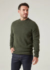 ALAN PAINE KINNADIE SHETLAND CREW SWEATER - MOORLAND