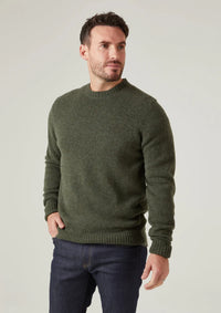 ALAN PAINE KINNADIE SHETLAND CREW SWEATER - MOORLAND