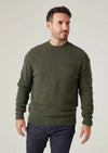 ALAN PAINE KINNADIE SHETLAND CREW SWEATER - MOORLAND