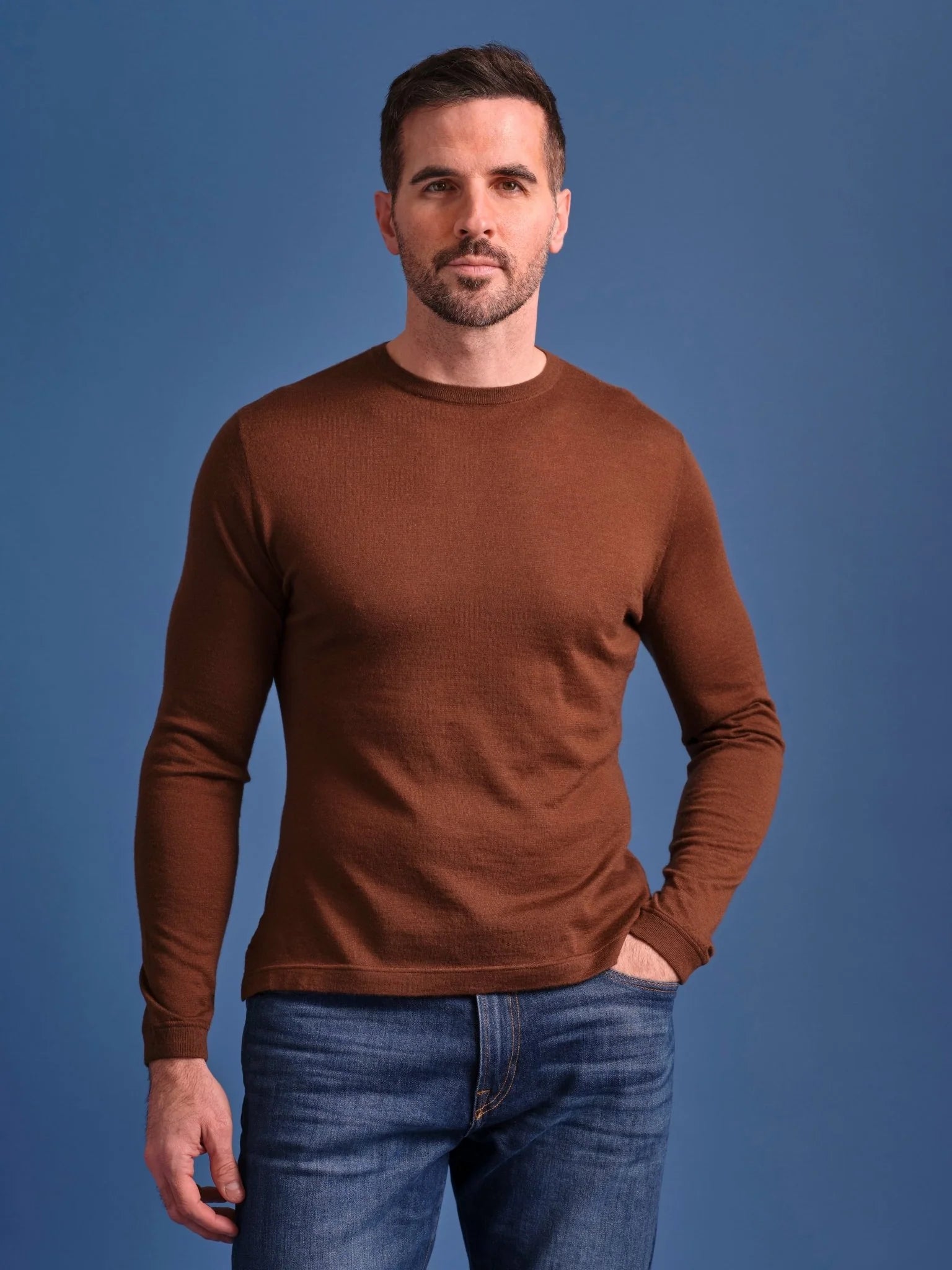 LEFT COAST TEE CASHMERE CREW TEE - DARK BROWN
