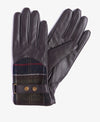 BARBOUR DEE TARTAN WOMEN'S LEATHER GLOVES - DARK BROWN