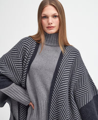 BARBOUR ROSLIN KNITTED CAPE - GREY MARL