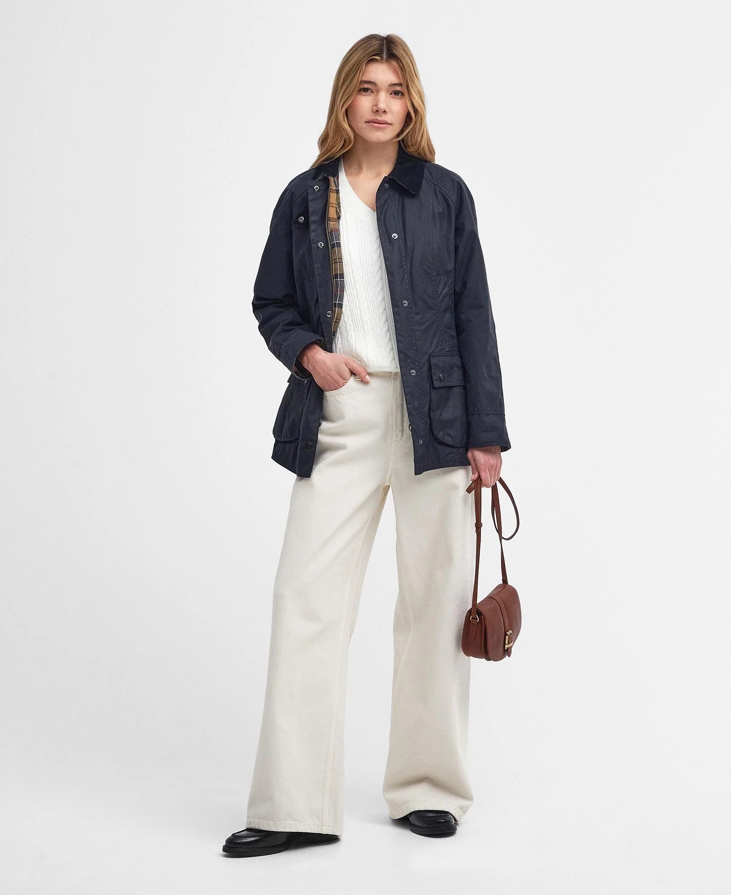 BARBOUR BEADNELL WOMEN'S WAXED JACKET - NAVY – Button Down SF BARBOUR BEADNELL WOMEN'S WAXED JACKET - NAVY – Button Down SF