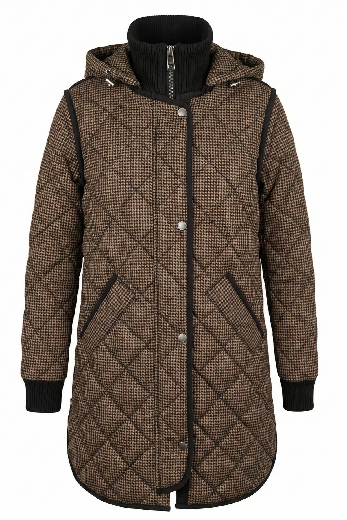 ADROIT QUILTED LIBBY COAT - HOUNDSTOOTH