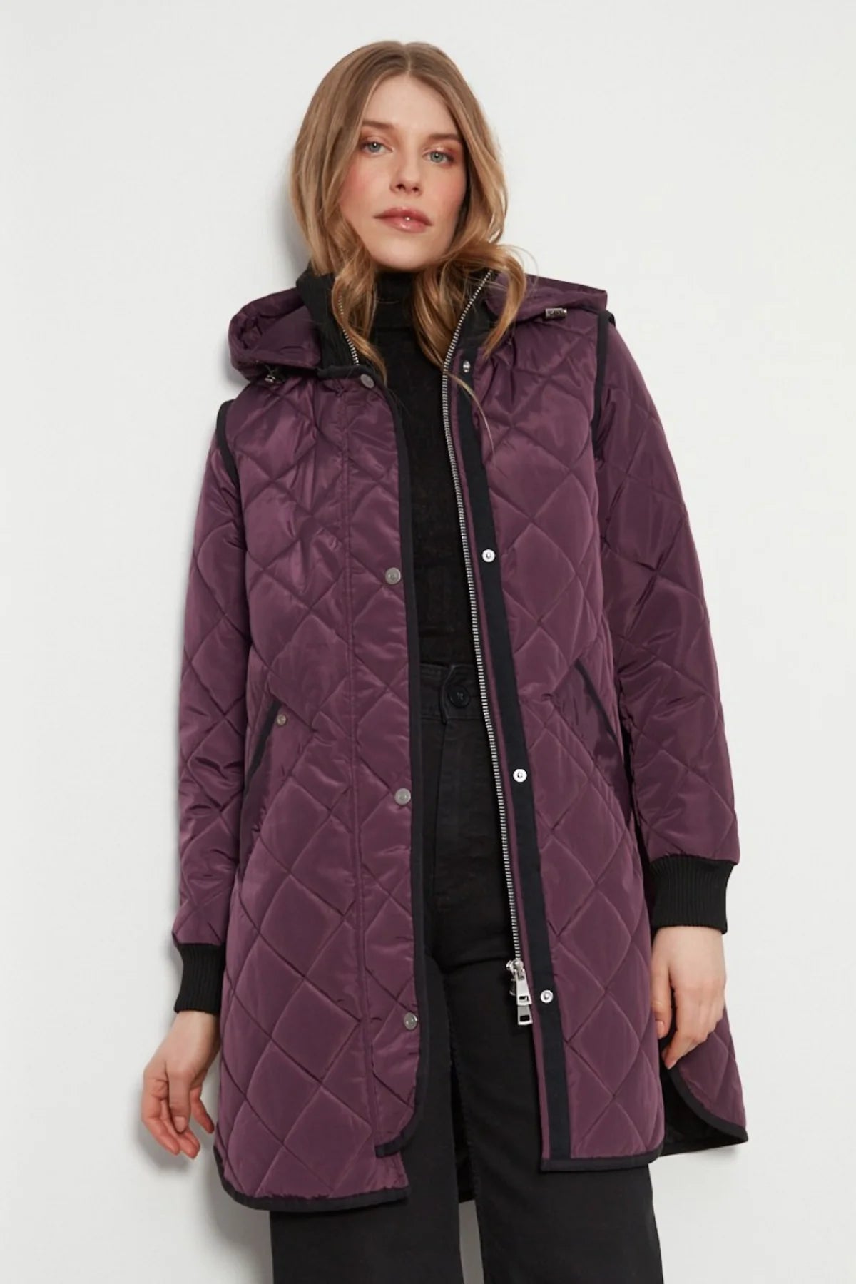 ADROIT QUILTED LIBBY COAT - PLUM