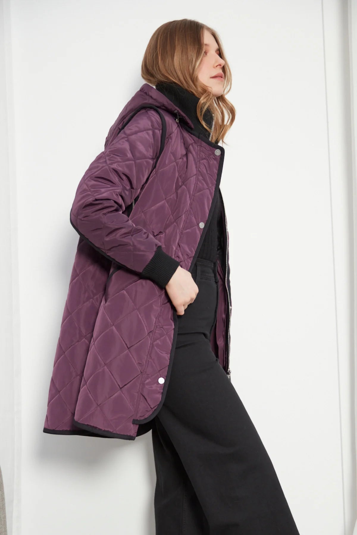 ADROIT QUILTED LIBBY COAT - PLUM