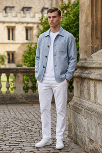 MANTO SUMMER LINEN/WOOL/SILK BLAZER - PALE BLUE