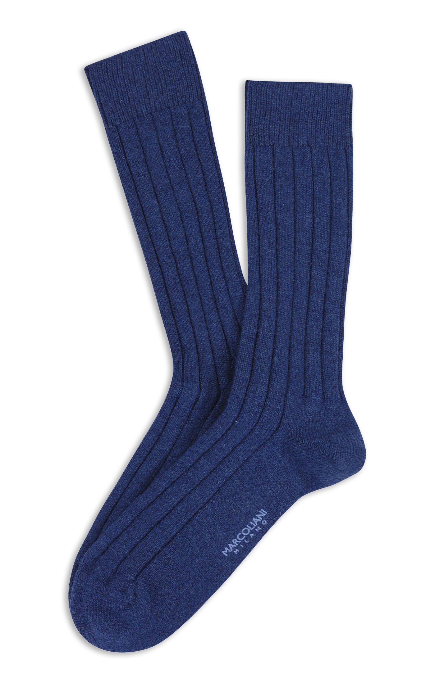 MARCOLIANI LUXURY CASHMERE CALF SOCK - CADET BLUE